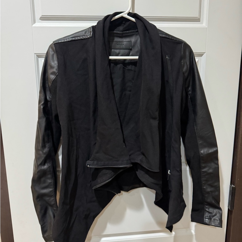 Women's Blank NYC Black Jacket with Faux Leather Sleeves